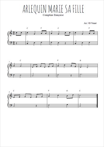 Téléchargez l'arrangement pour piano de la partition de Arlequin marie sa fille en PDF